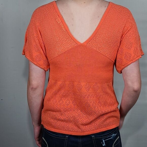 Cato Coral Knitted V-Neck Top - Picture 3 of 5